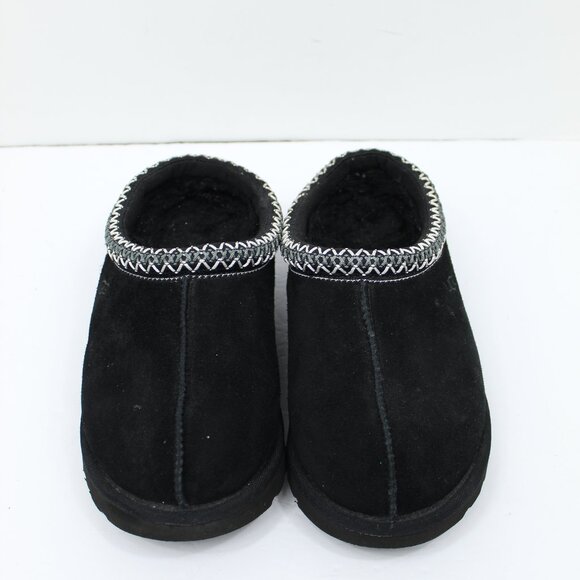 UGG TASMAN WOMENS BLACK SUEDE SHEARLING LINED COMFORT SLIPPERS SZ US 6/UK 4/EU37 - Picture 1 of 8